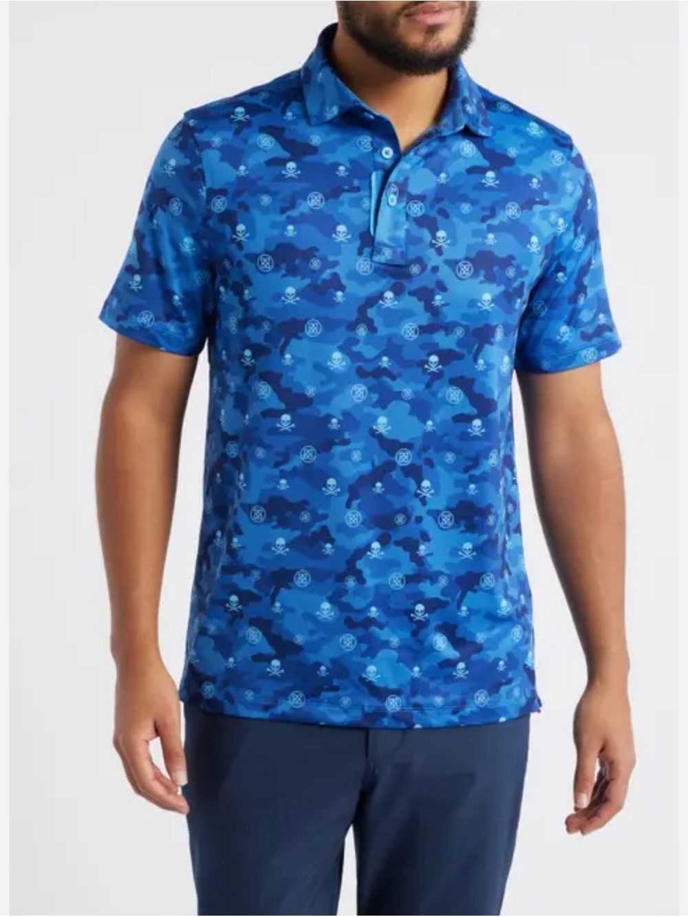 G/FORE ICON CAMO TECH JERSEY POLO BLUE SIZE Large